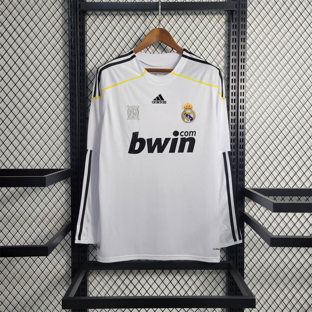 Real Madrid Retro Jersey Home Long Sleeve Custom Soccer Shirt 2009/10