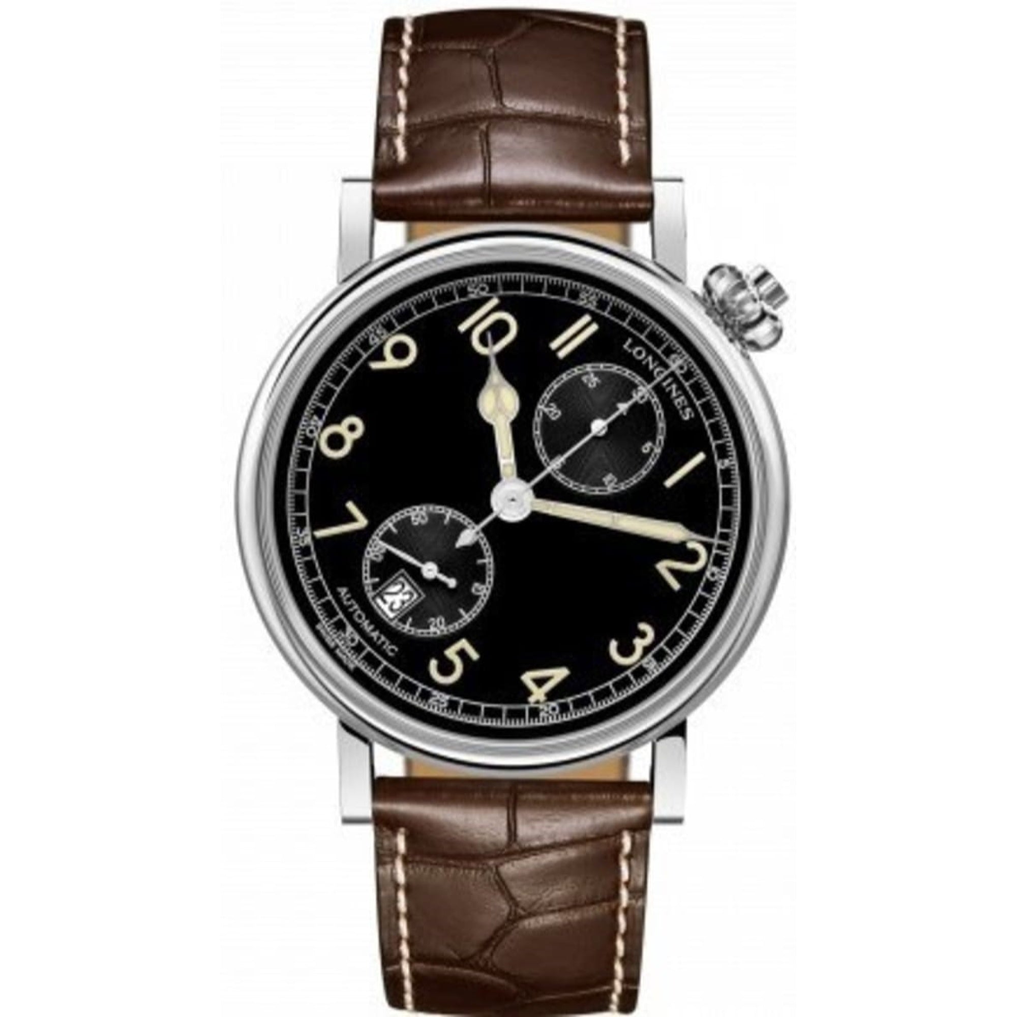 [2026 Mirror Grade]Longines Men's L2.812.4.53.2 Avigation Chronograph Brown Leather Watch