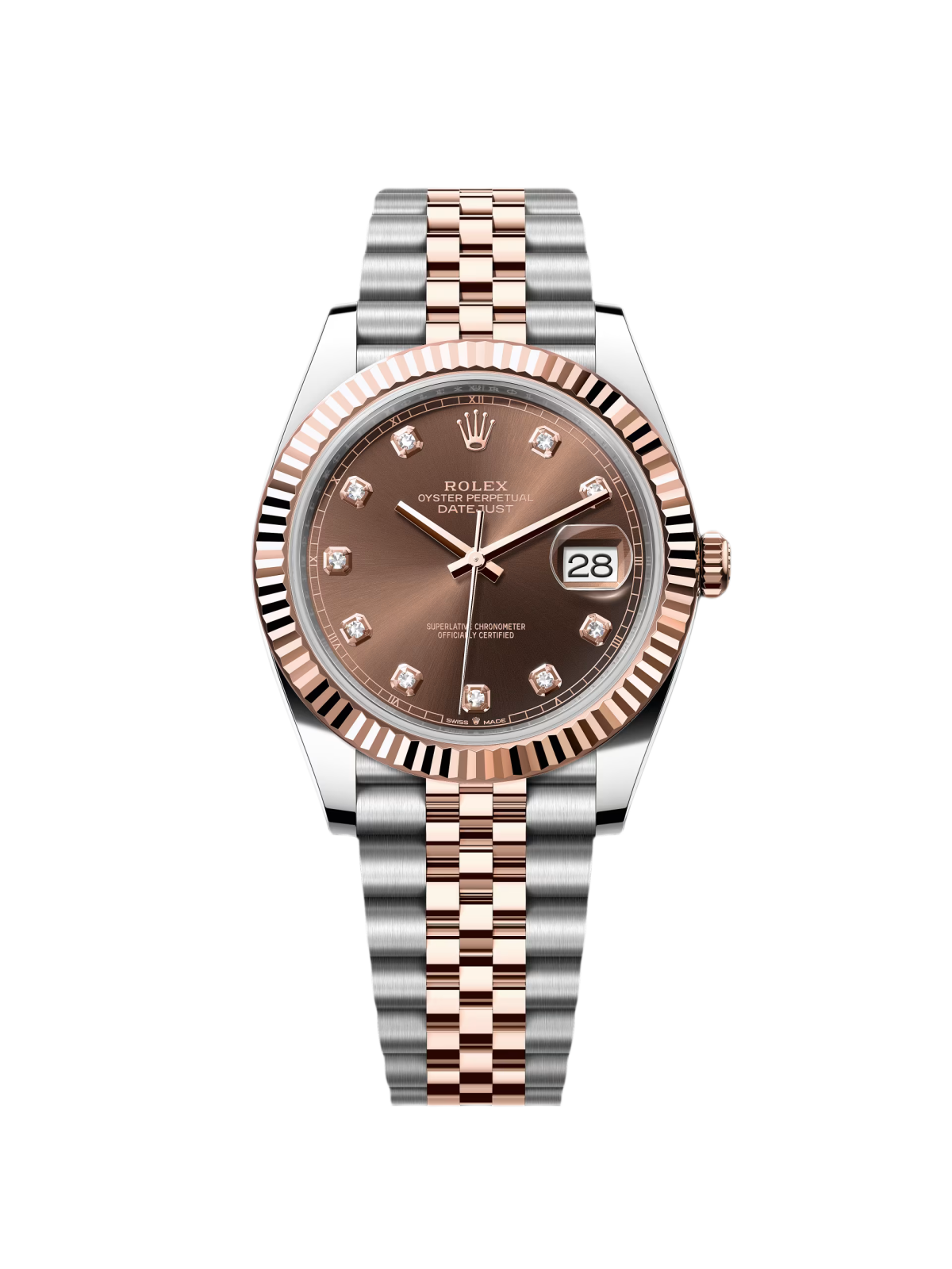 [2026 Mirror Grade]RLX Datejust 41mm 126331 Datejust Chocolate Diamond Oyster Steel and Everose Gold Watch