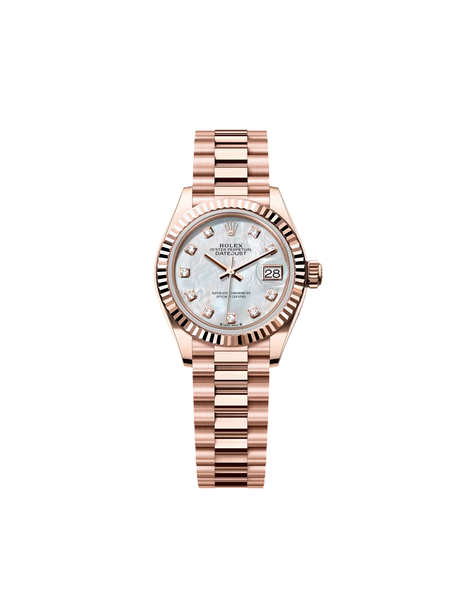 [2026 Mirror Grade]RLX Lady-Datejust 28mm 279175 Mother-of-Pearl Dial President Everose Gold