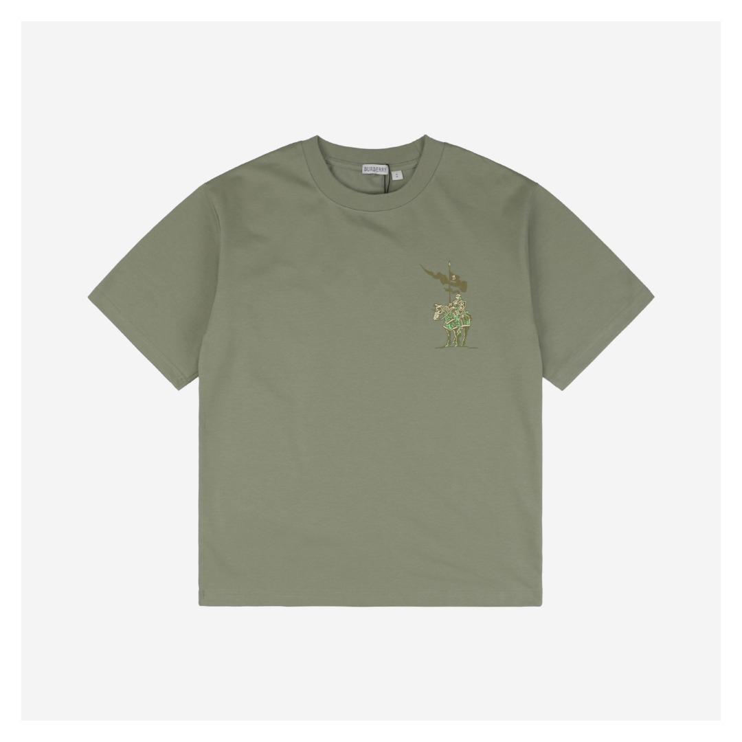 BBry Colorful Knight Horse Foam Print T-Shirt (White/Green)