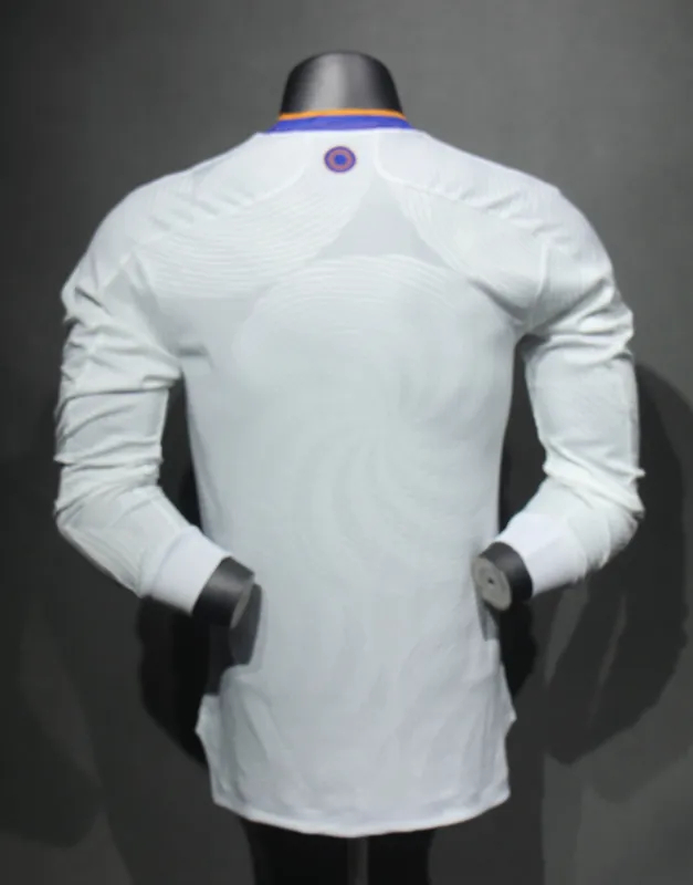 Real Madrid Authentic Retro Jersey Home Long Sleeve Soccer Shirt 2021/22