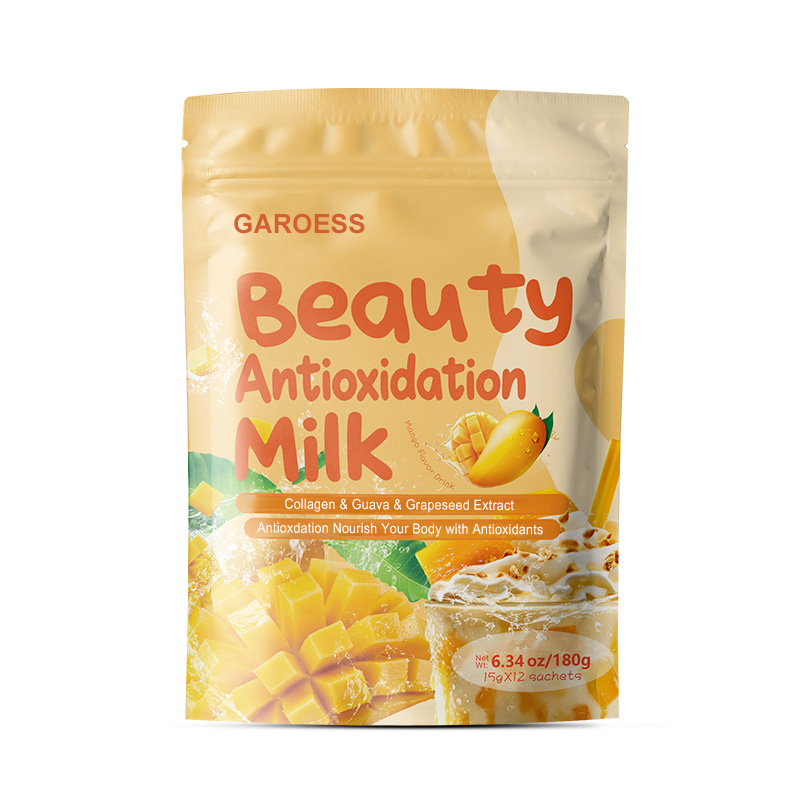 Beauty Antioxidation Milk - Natural Mango Flavor Supplement, Contains Hydrolyzed Marine Collagen, Guava Extract, Goji Berry, Acai Berry, Grapeseed Extract, Avocado Extract, Rosehip Extract, and Vitamin C, Concentrated Formula, Supports Easy Absorptio