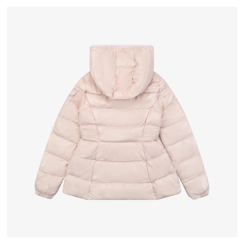 Mxxcler Barante Glossy Cinched-Waist Hooded Down Jacket # MX-005 (Pink/White/Black)