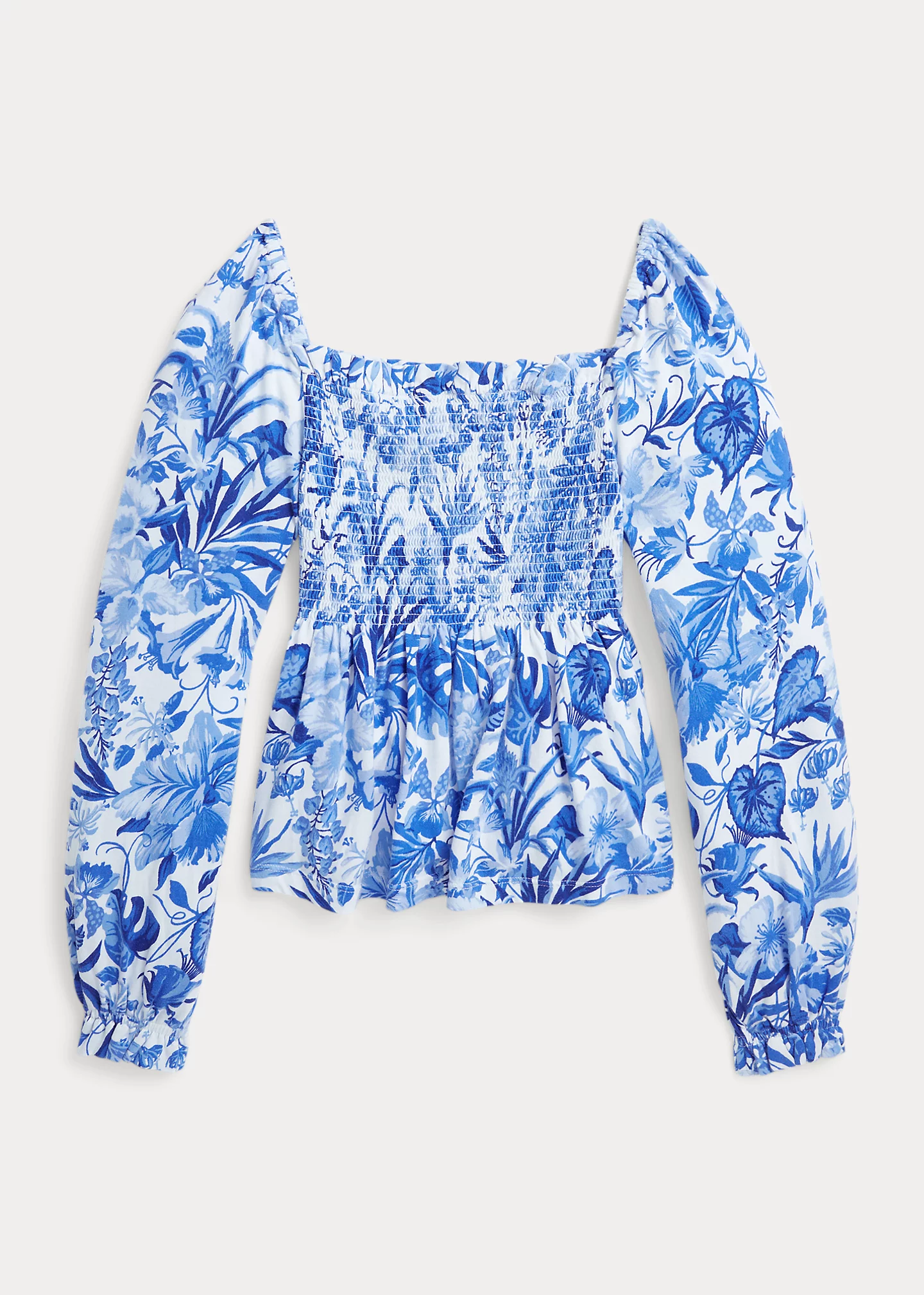 Floral Smocked Cotton Jersey Top