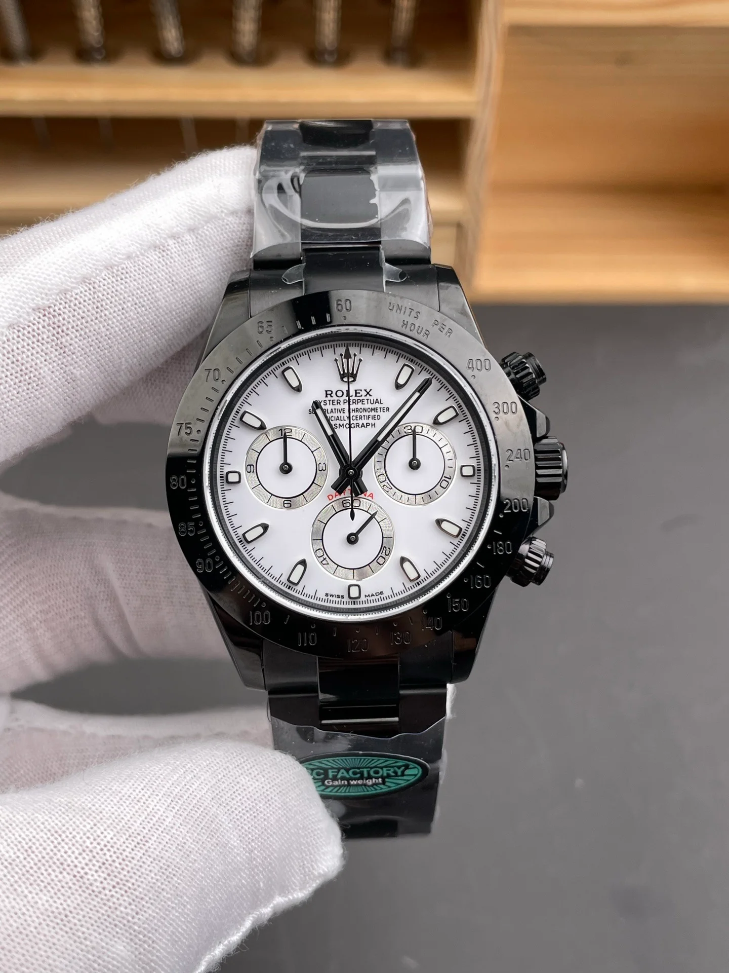 White Dial Black Steel Daytona