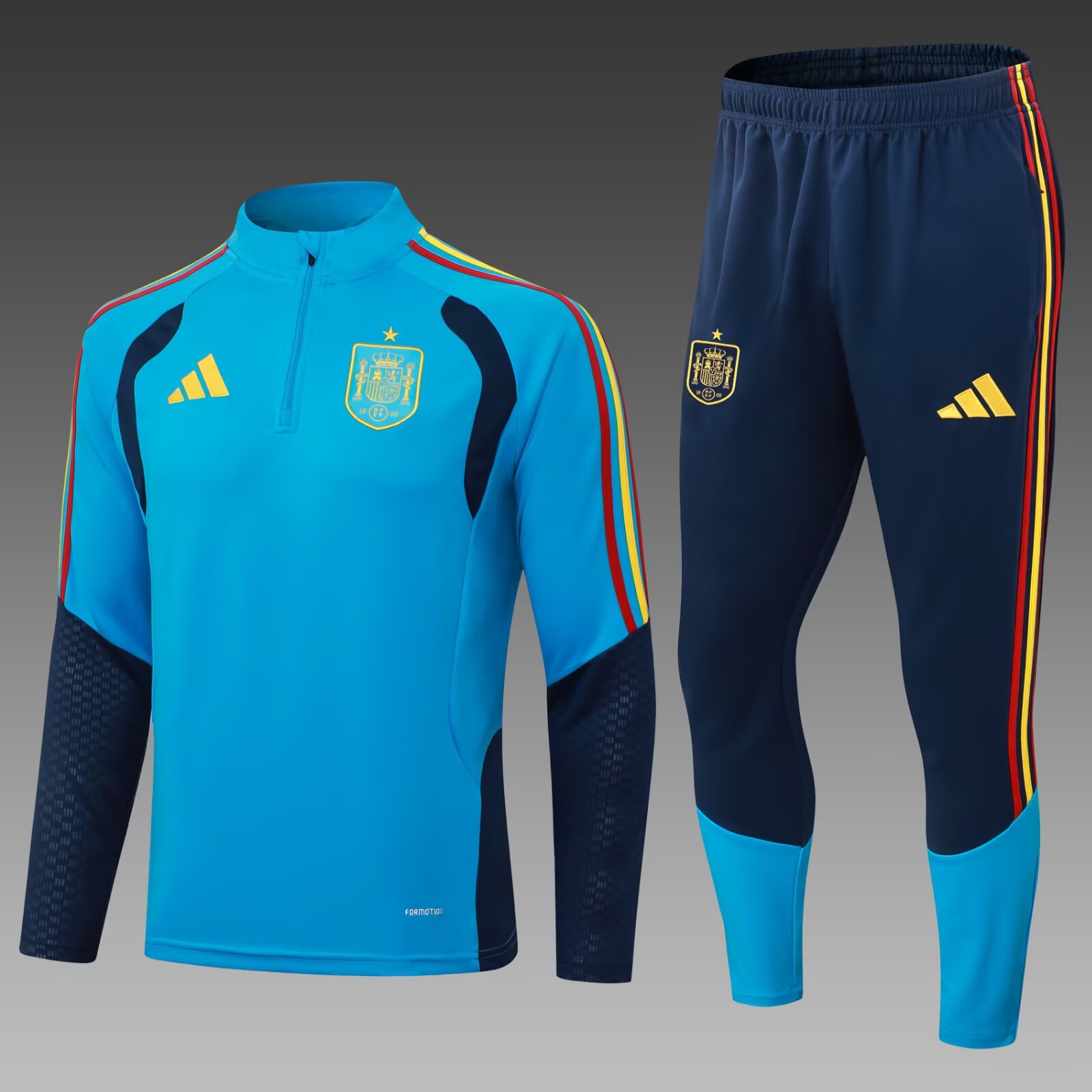 2026 Spain Half-Zip Training Suit Royal Blue Set Shirt