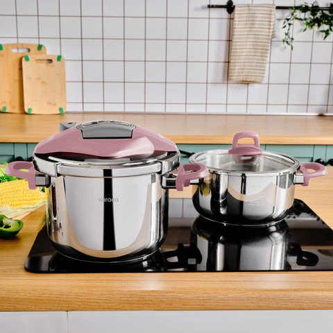 Ensemble d'autocuiseurs Karaca Perfect 4 + 6 L, rose