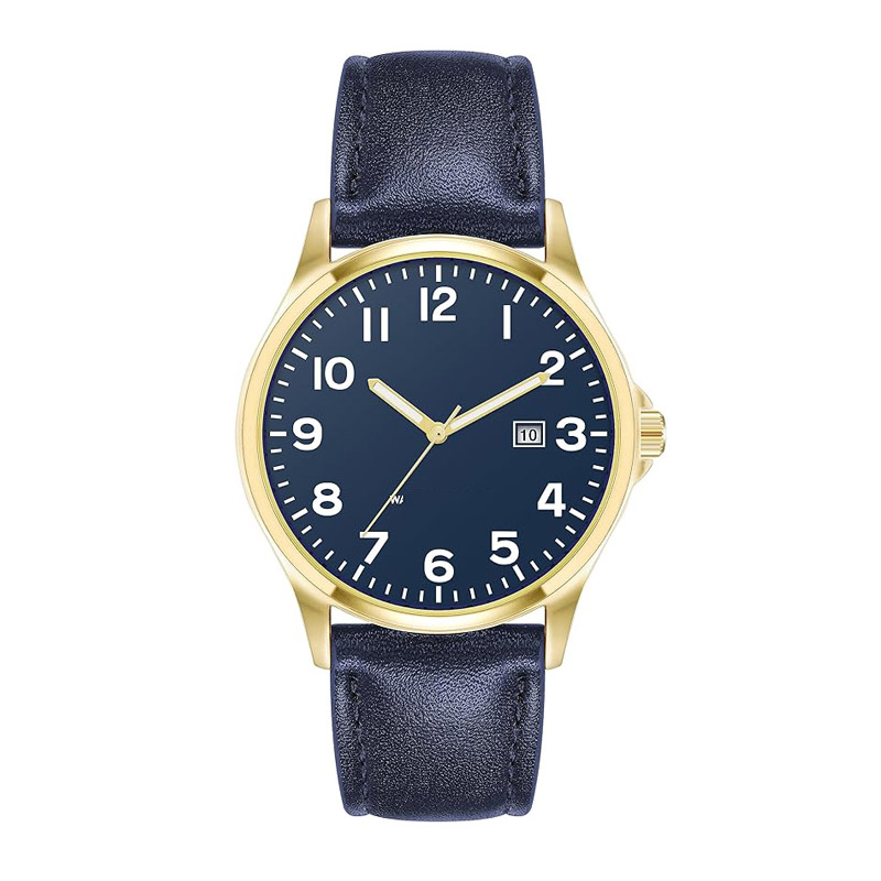 KINDWIN Men's easy-to-read 42mm leather strap analog watch