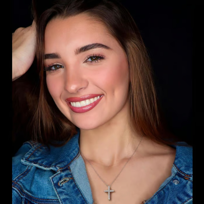 Paved Cross Rotated Crown Necklace