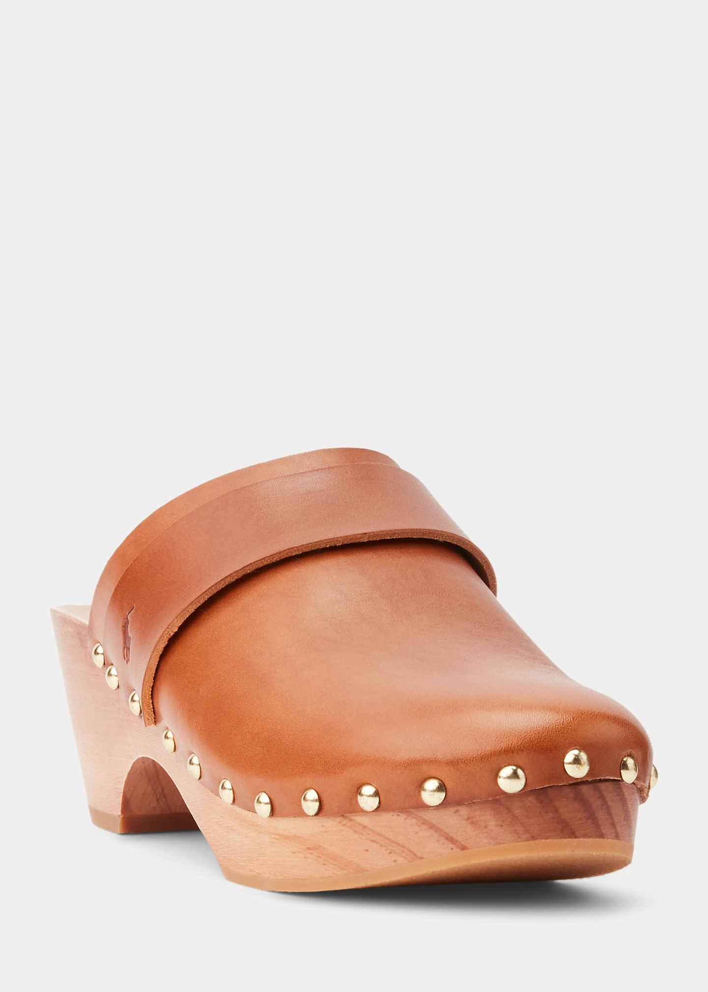 Studded Burnished Leather Clog