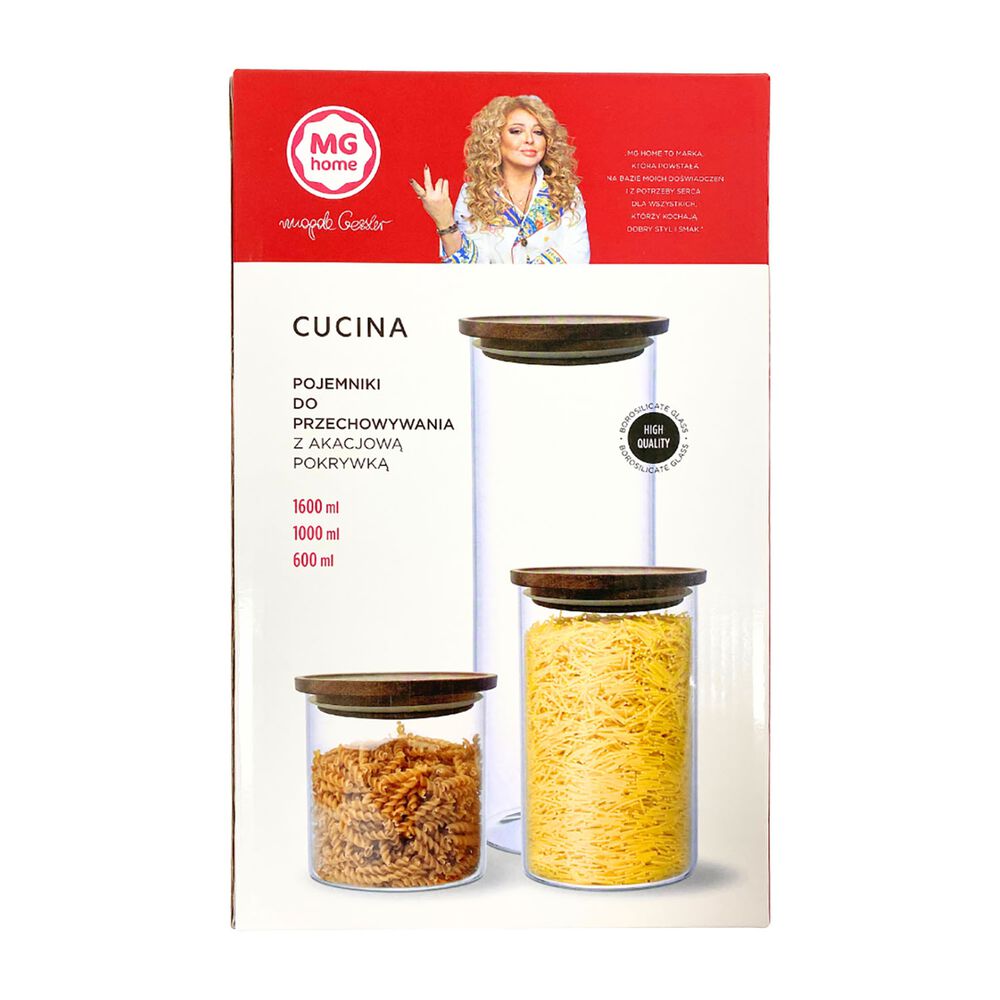 MG HOME Komplet 3 szklanych pojemników borokrzemowych MG Home Cucina