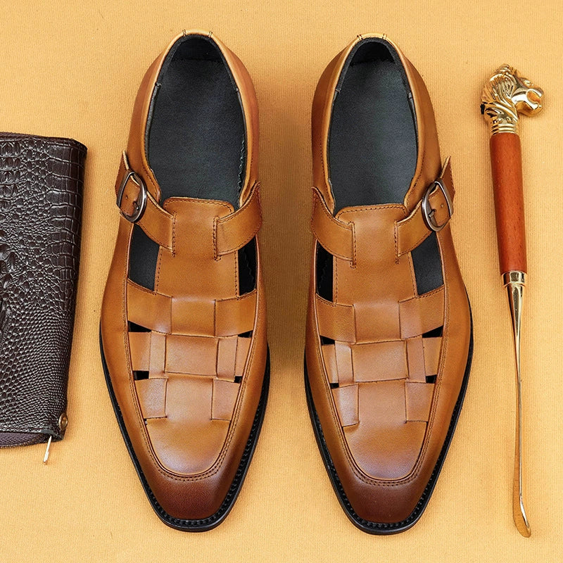 Buckle Open-Toe Business Casual Hollow-Out Dress Shoes 65129
