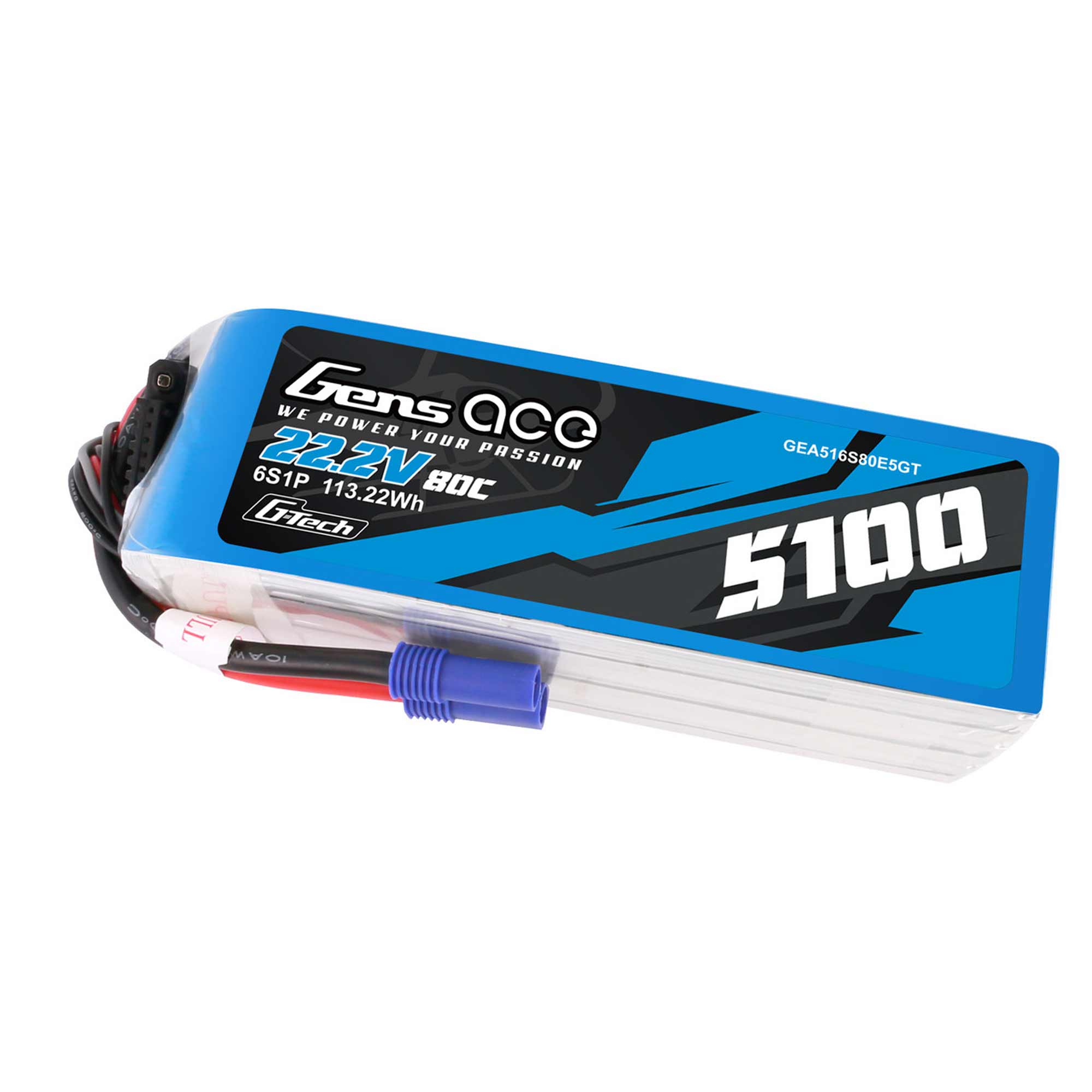 22.2V 5100mAh 6S 80C G-Tech LiPo Battery: EC5