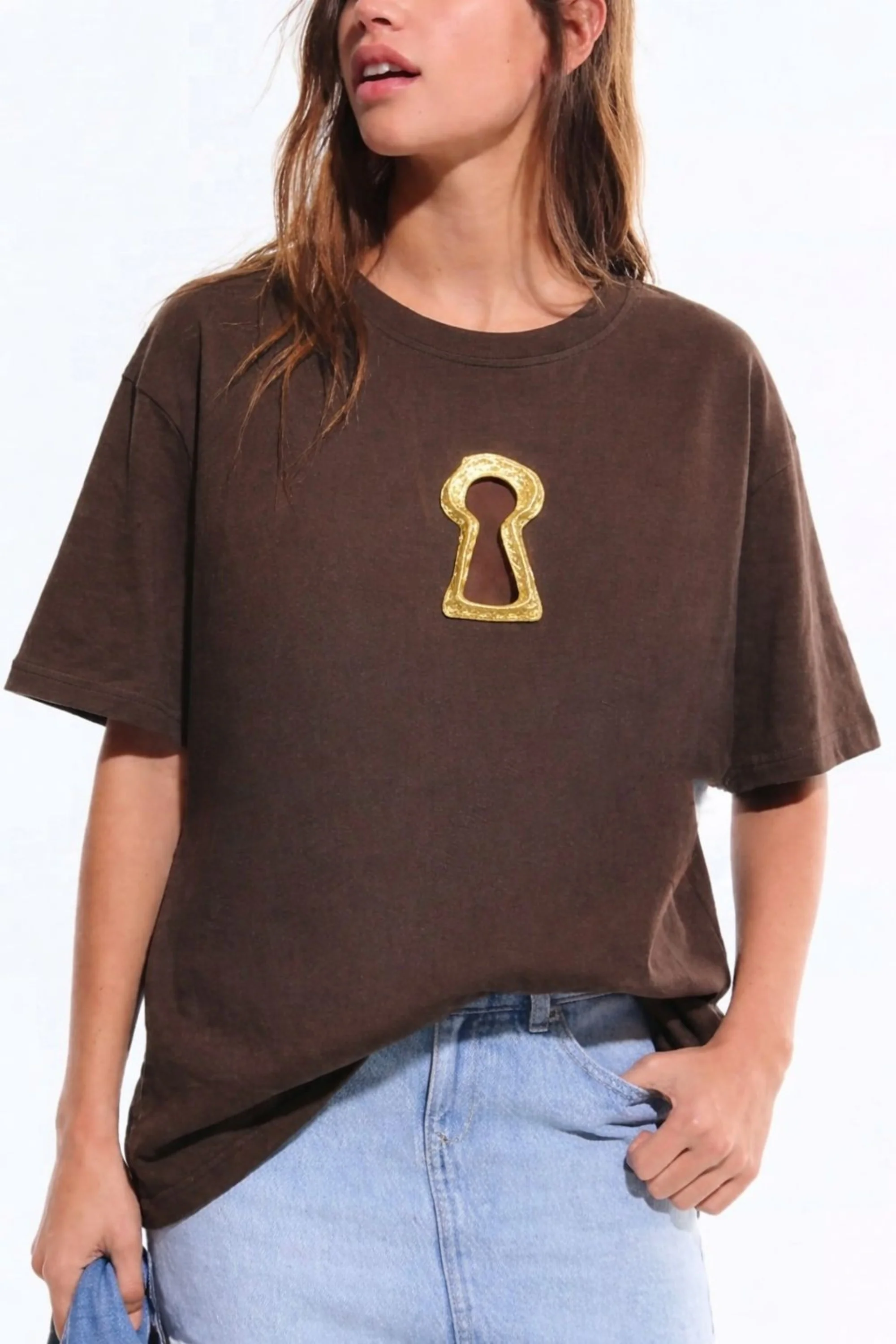 Gold Keyhole Accent T-Shirt