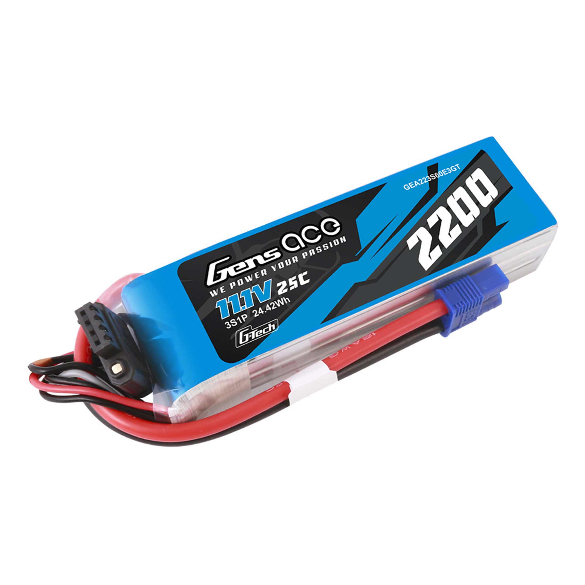 11.1V 2200mAh 3S 60C G-Tech LiPo Battery: EC3