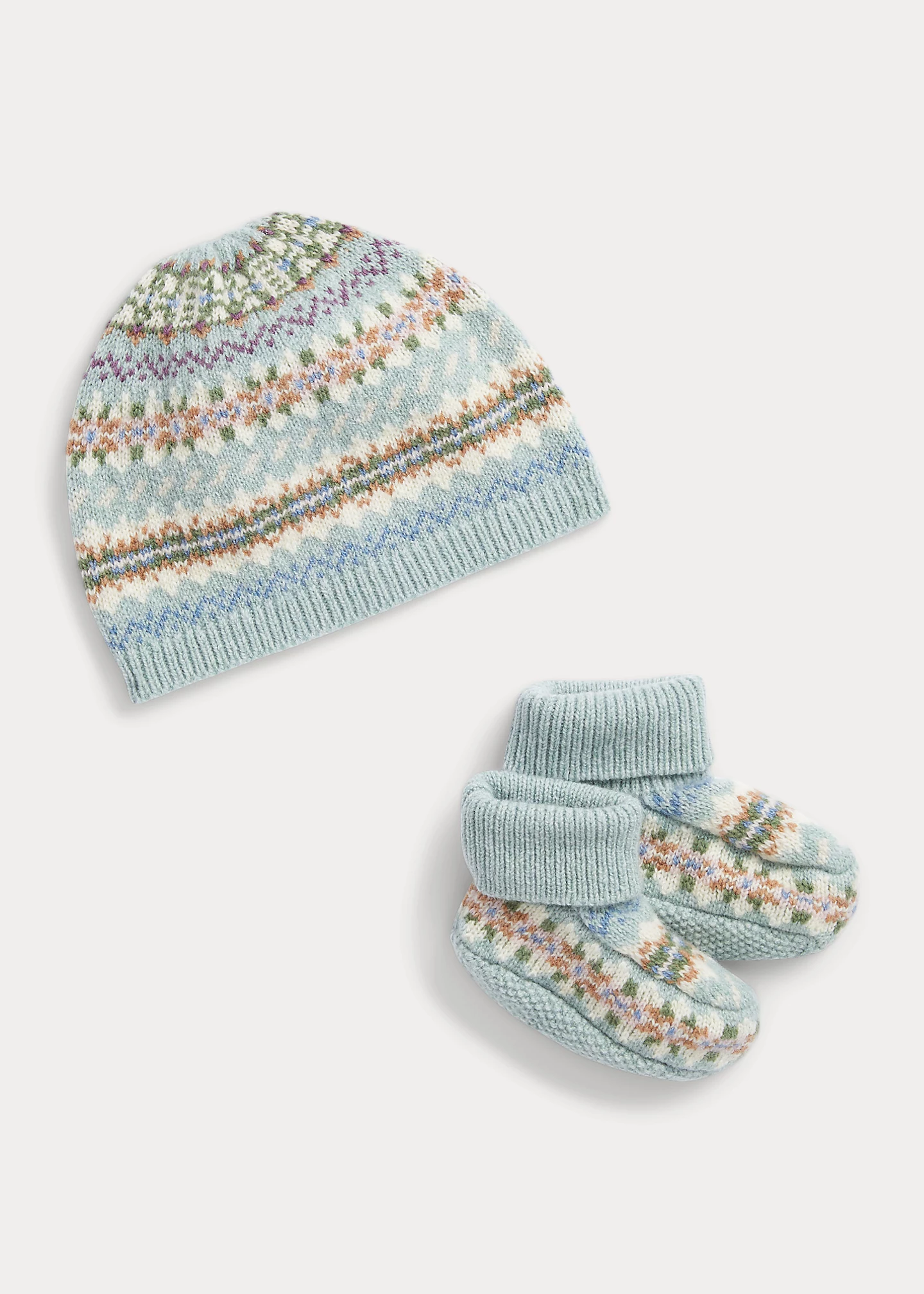 Fair Isle Wool-Blend Hat & Booties Set