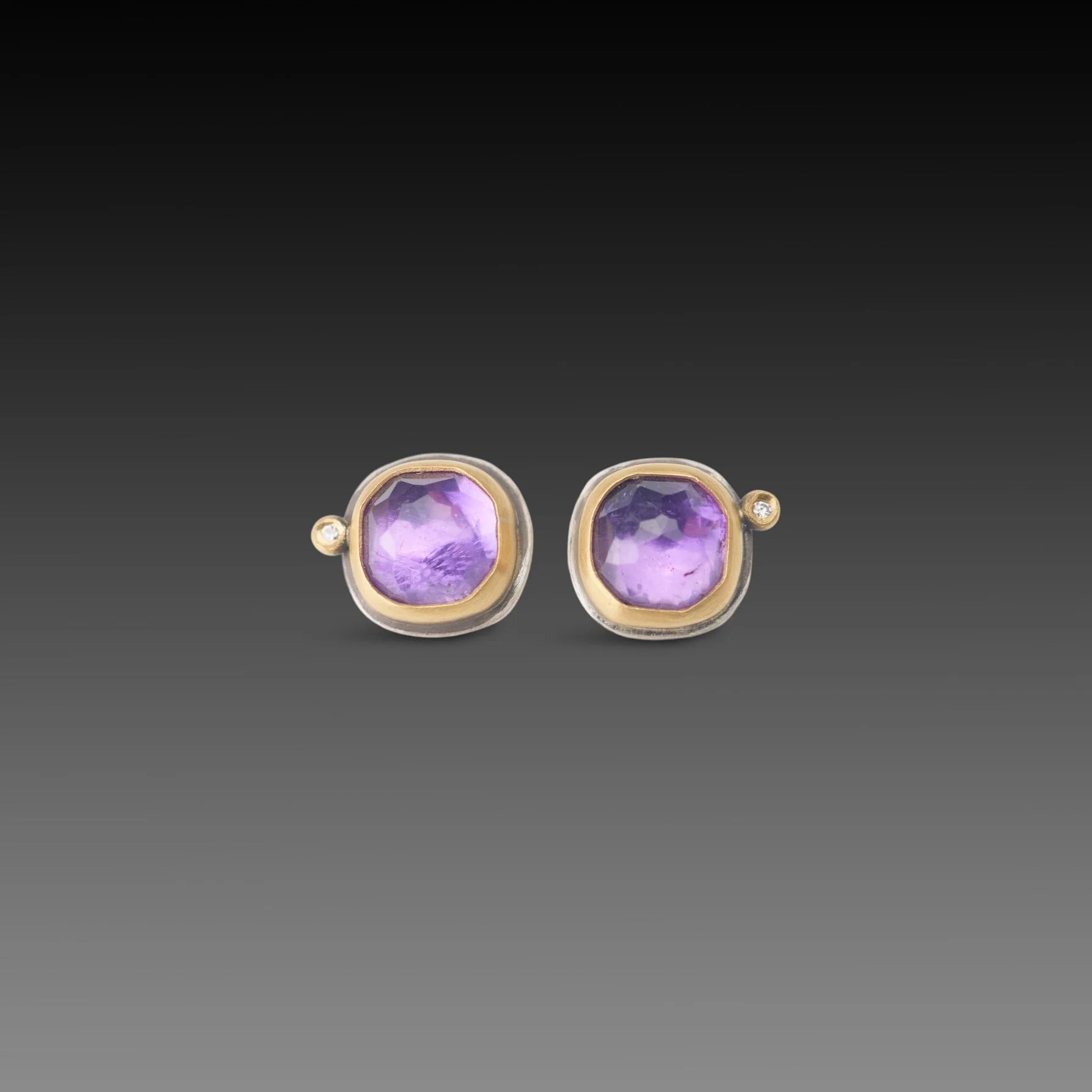 Square Amethyst Stud Earrings