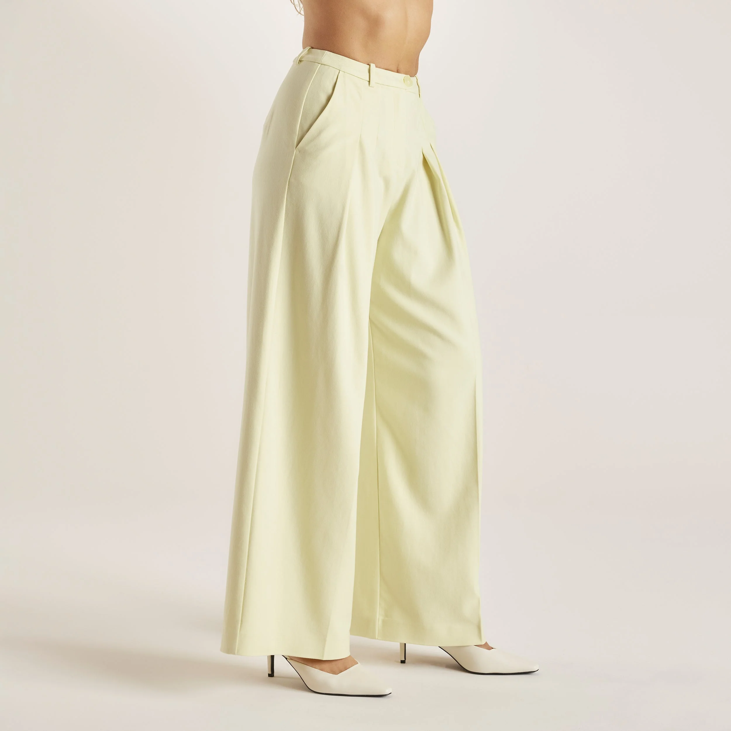Woven Wide-Leg Pants - Buttermilk