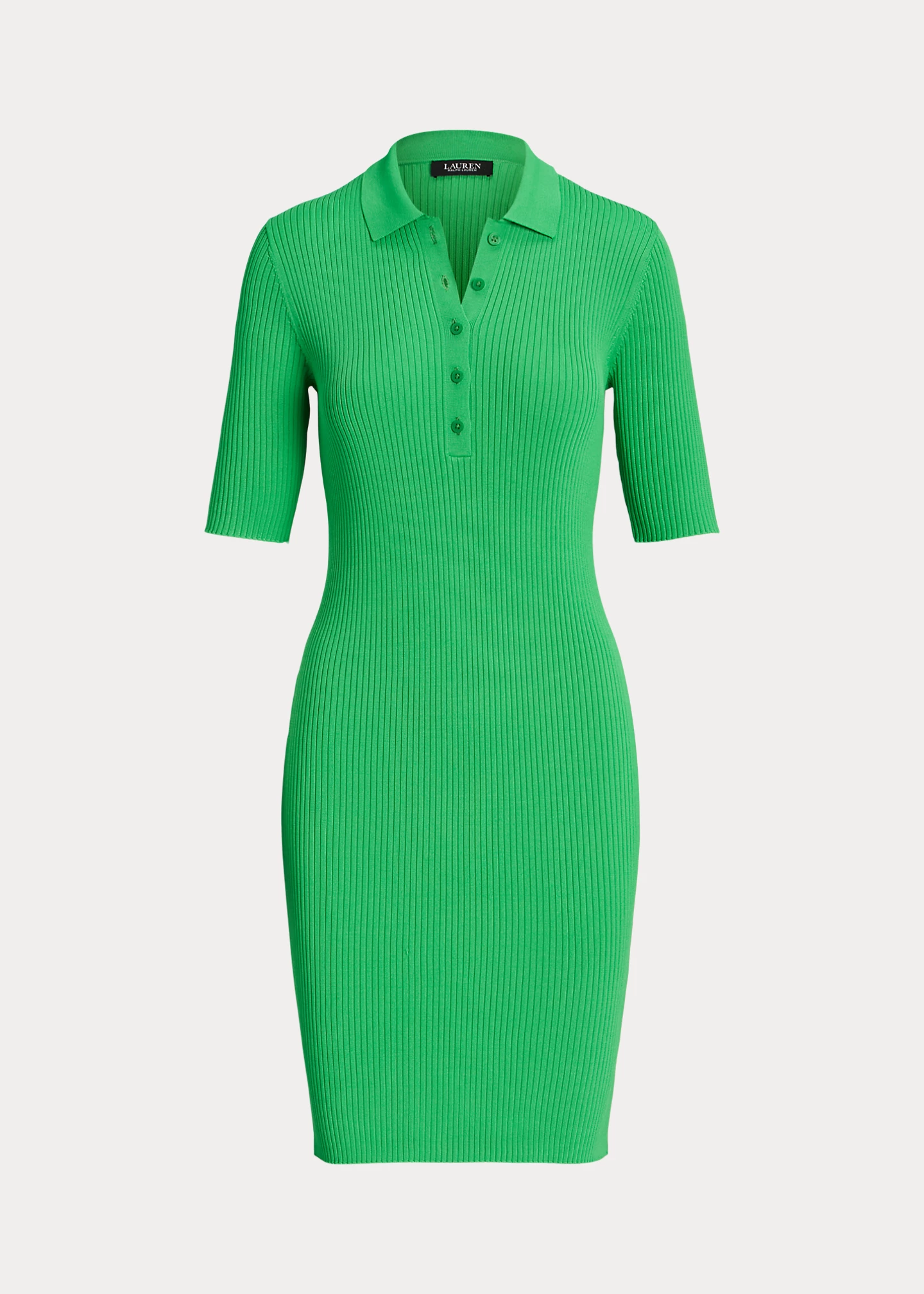 Rib-Knit Polo Sweater Dress