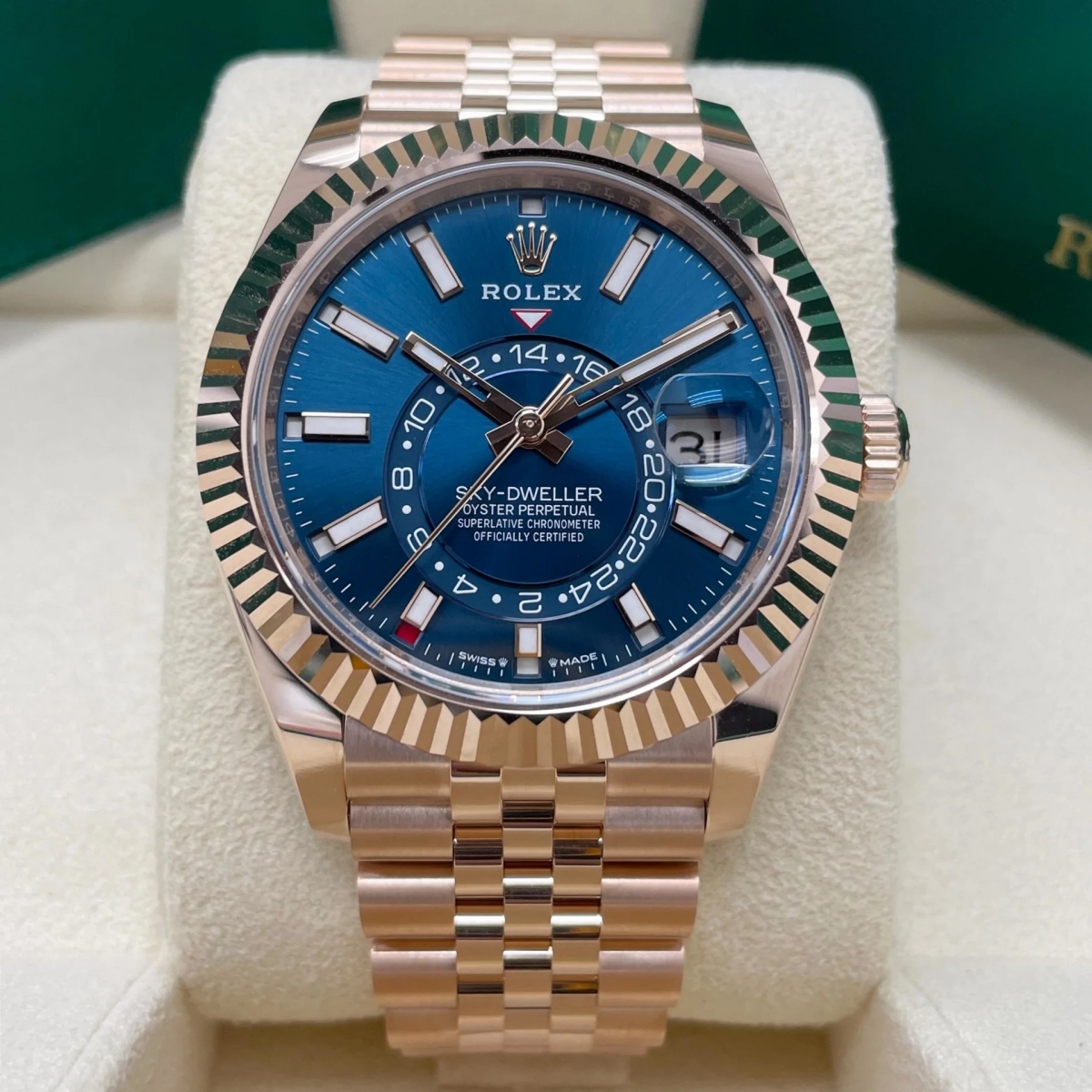 [2026 Mirror Grade]RLX  Sky-Dweller 42mm Rose Gold Blue Dial Jubilee - 336935