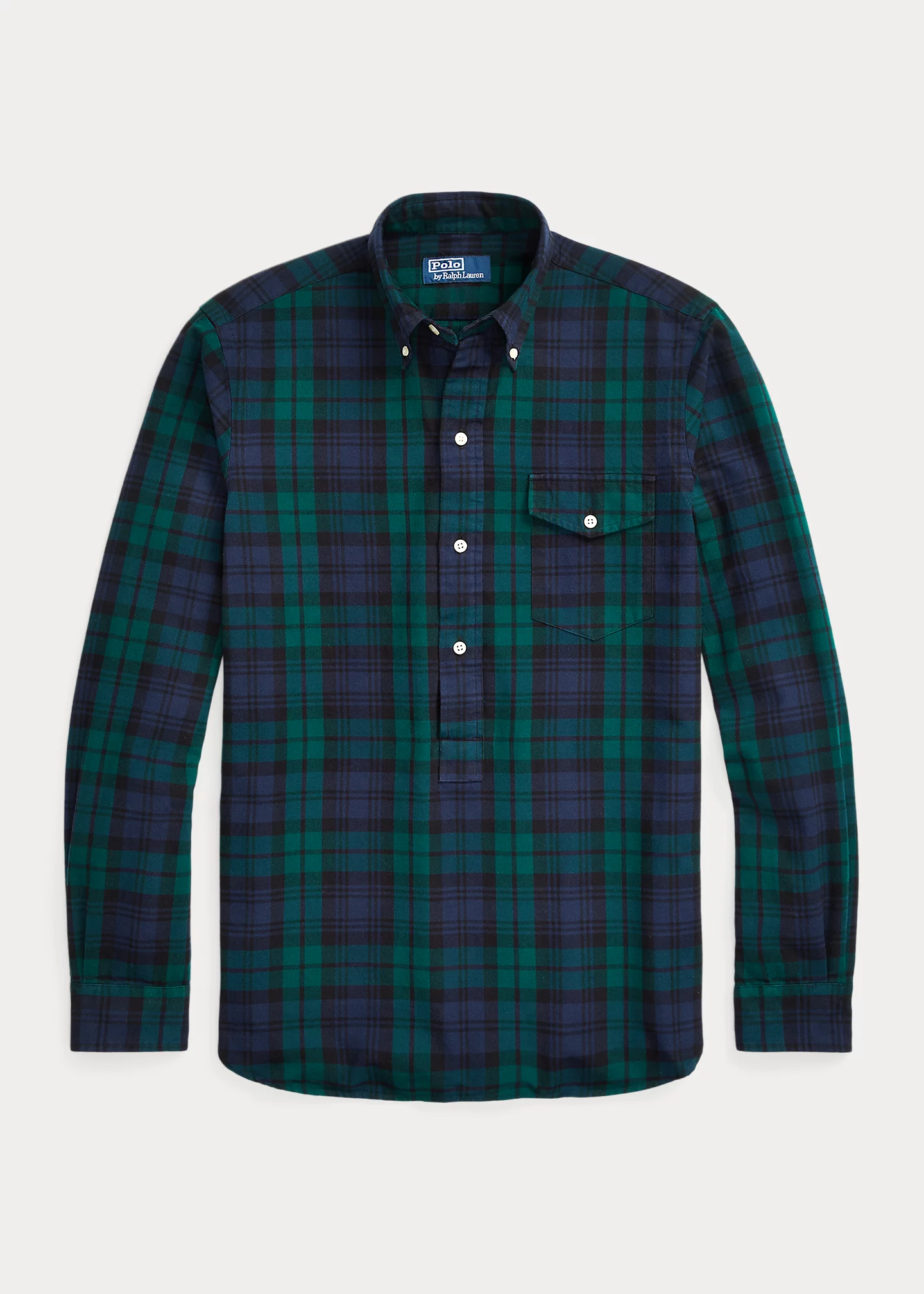 Classic Fit Plaid Oxford Popover Shirt