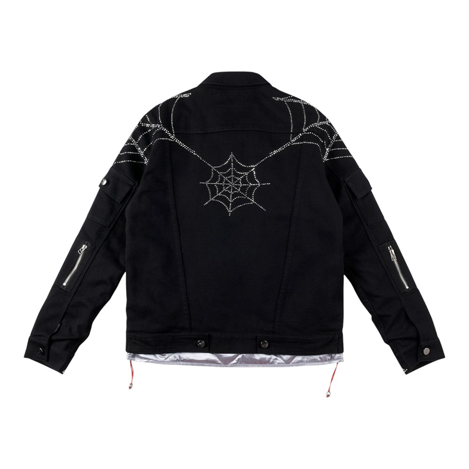 Sp5der Rhinestone Web Utility Jacket