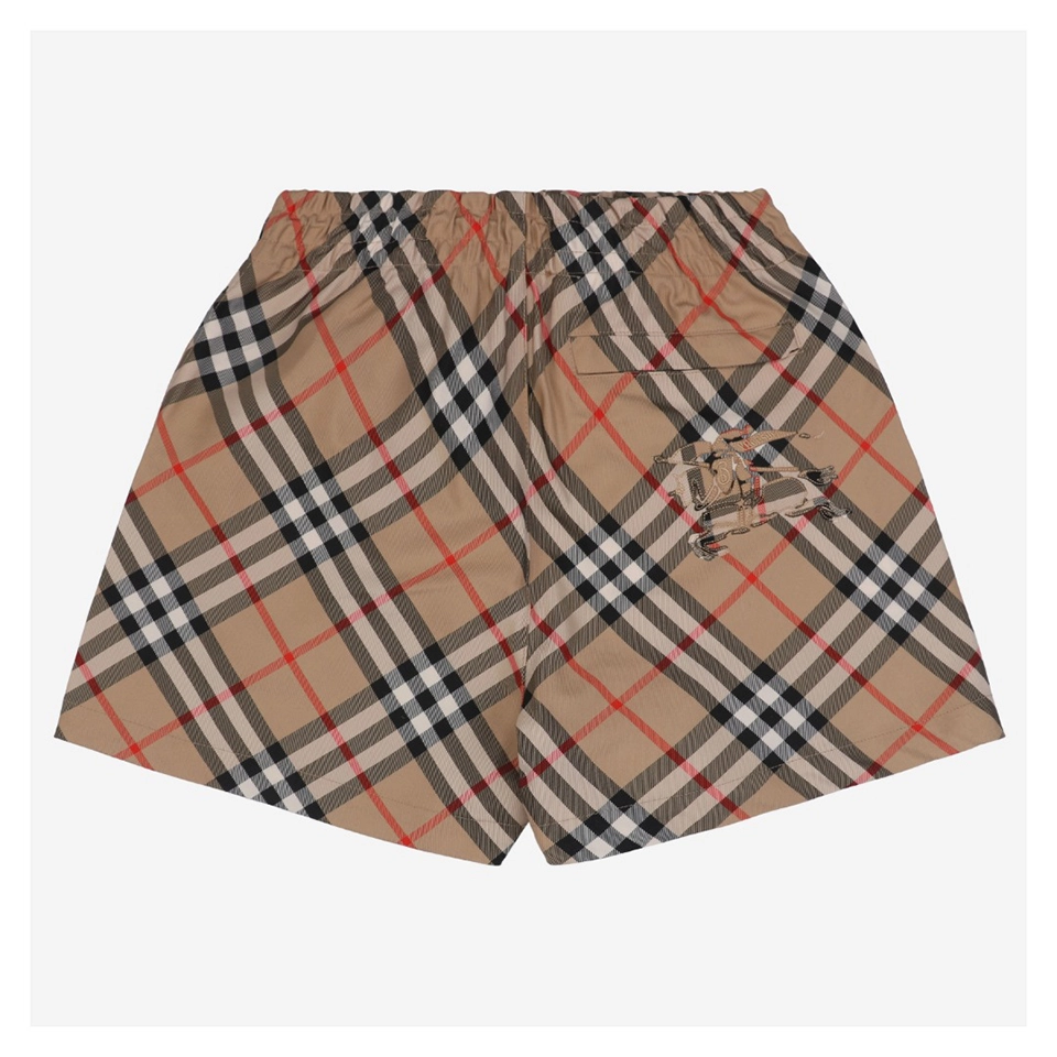 BBry Diagonal Check Knight Patch Shorts (Brown/Grey)