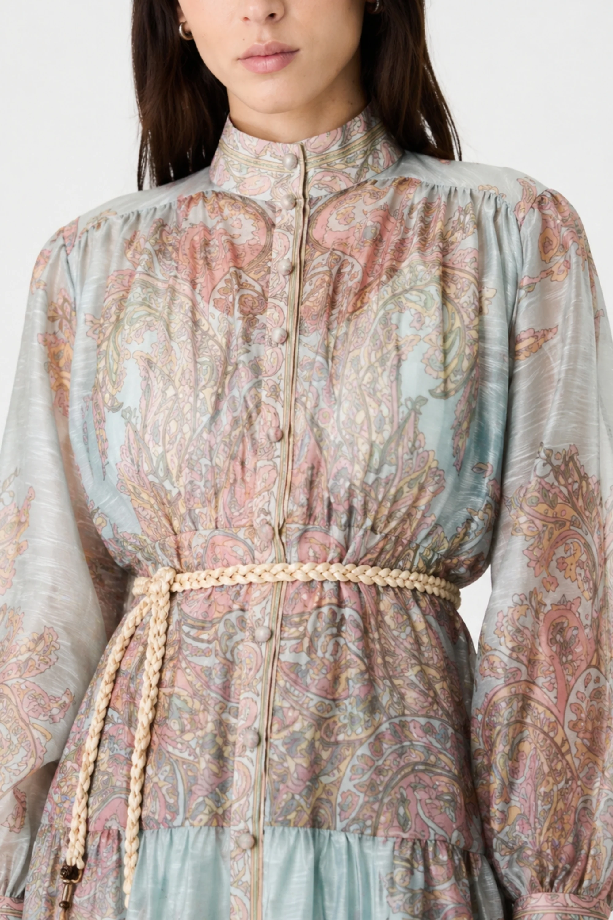 Blue Whisper Printed Button Dress