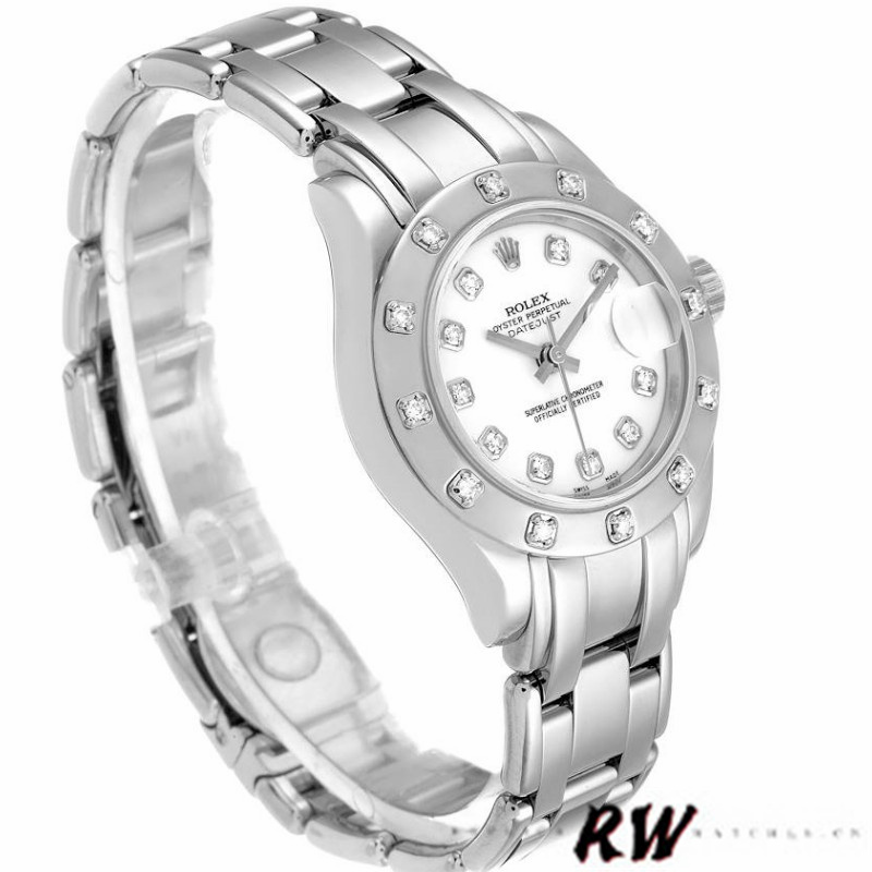 [2026 Mirror Grade]Rolex Pearlmaster 80319 White Dial Diamond 29MM Lady Replica Watch