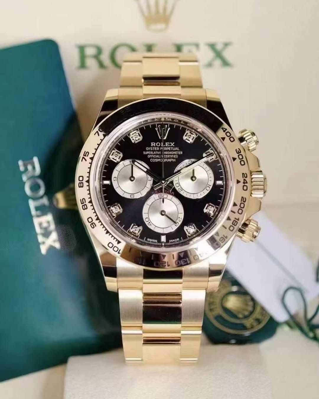 [2026 Mirror Grade]Rolex Daytona Yellow Gold / Ceramic / Black / Diamond-Set / Oyster m126508-0003