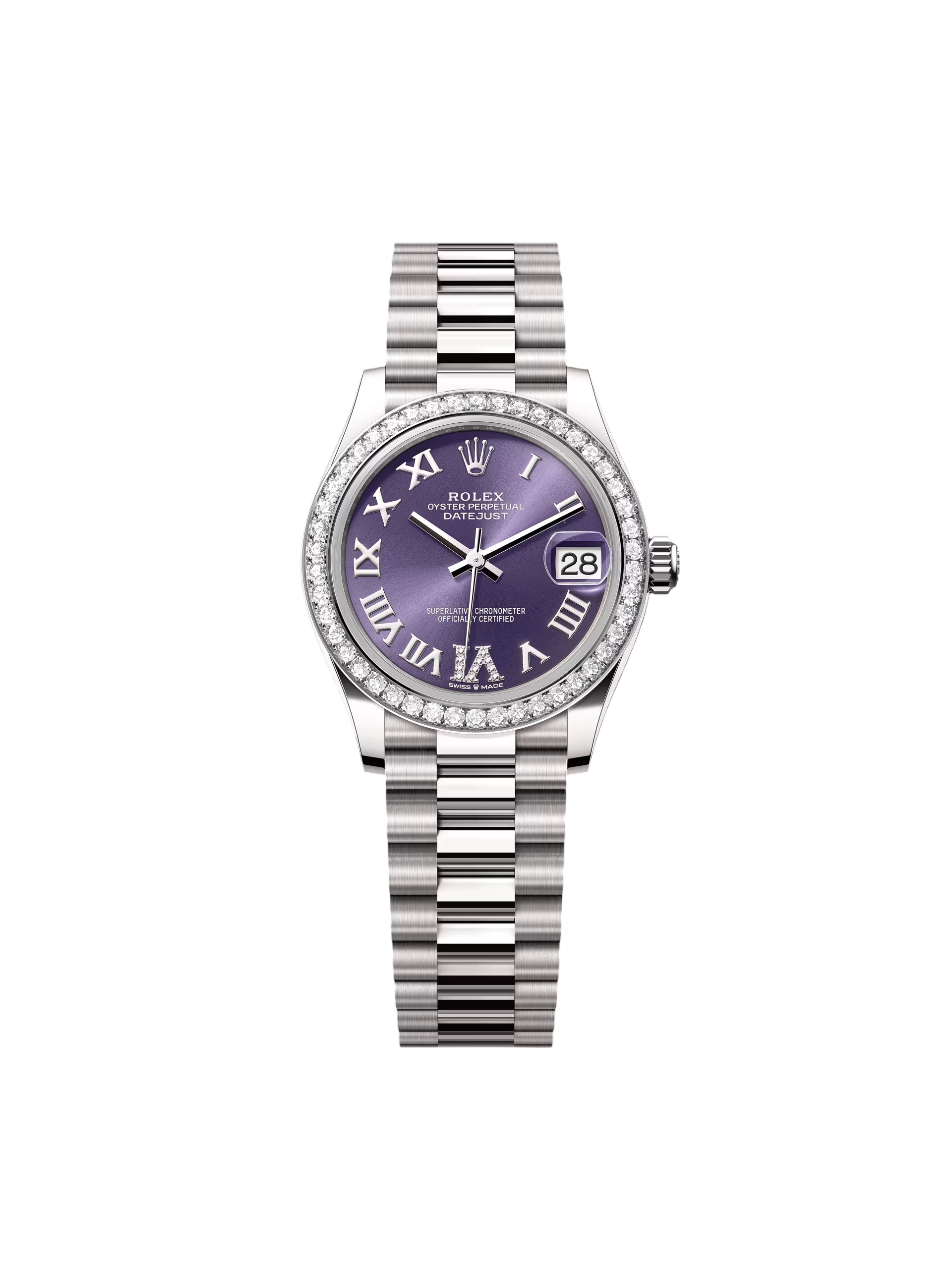 [2026 Mirror Grade]RLX Datejust m278289RBR-0019 Aubergine Dial White Gold President Watch