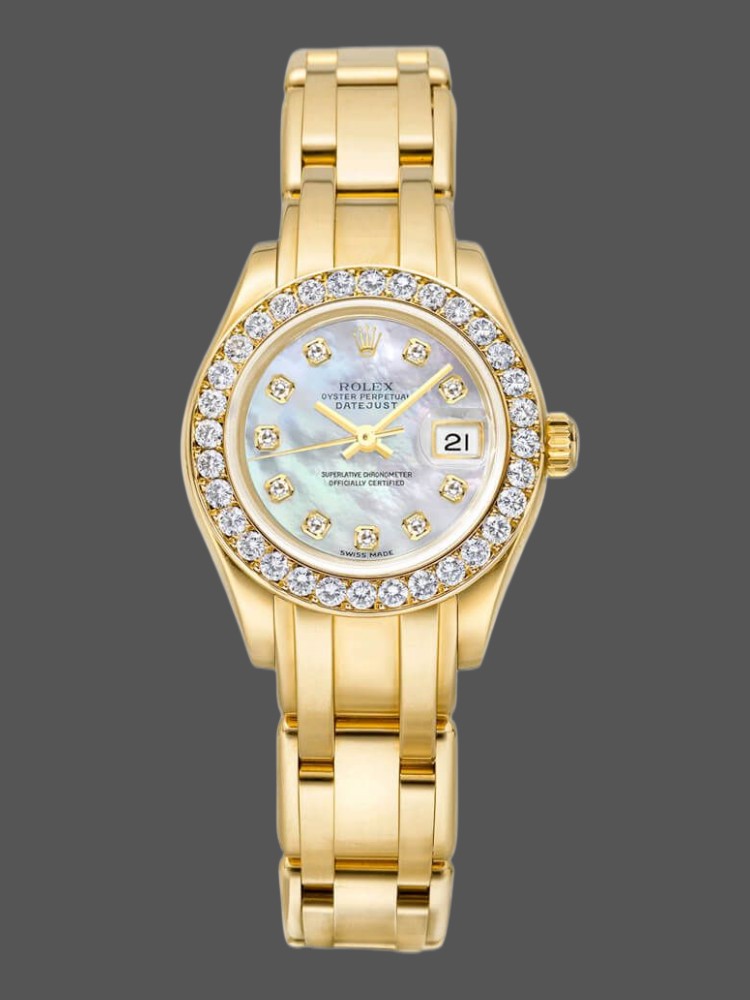 [2026 Mirror Grade]Rolex Pearlmaster 80298 White MOP Dial 29MM Lady Replica Watch