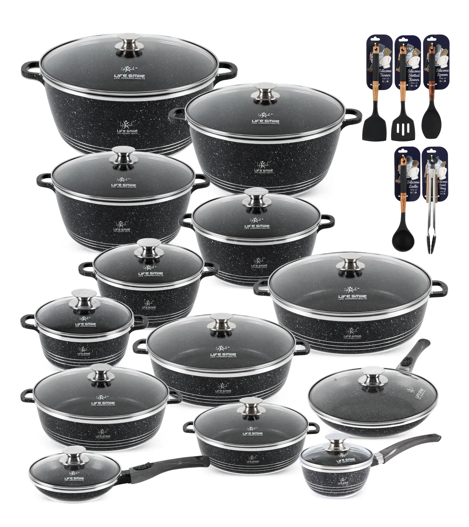 31-Piece Granite Nonstick Cookware Set with Utensils