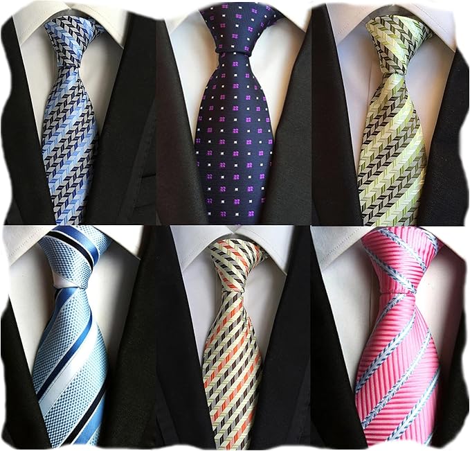 JERMYN Lot 6 PCS Classic Men's Silk Tie Necktie Woven JACQUARD Neck Ties