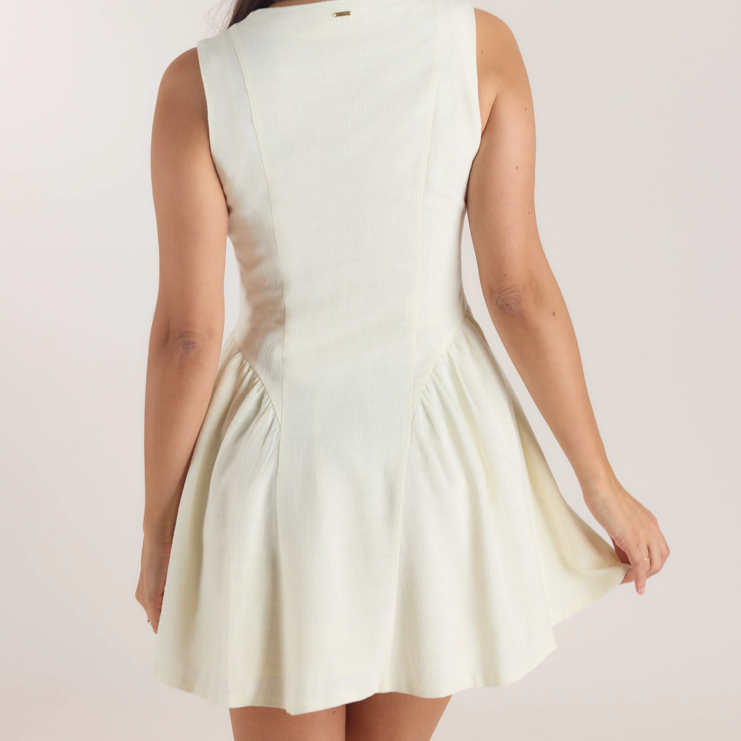 Embroidered Mini Dress - Cream
