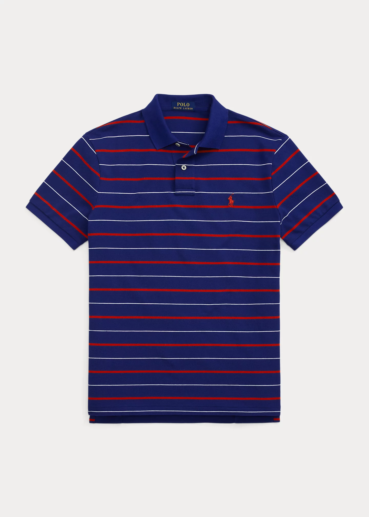 Custom Slim Fit Striped Mesh Polo Shirt