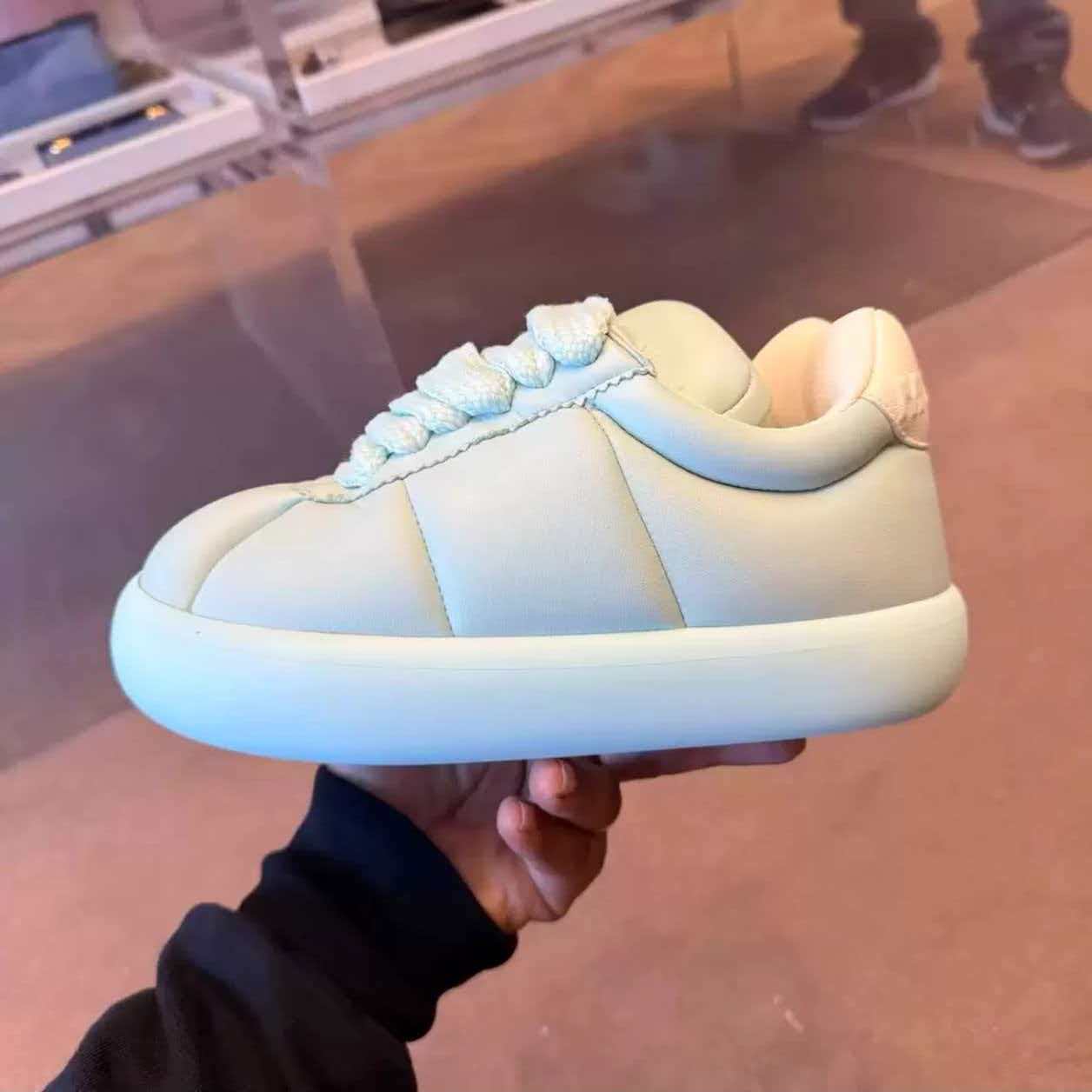 Light Blue/ Bluette Leather BigFoot 2.0 Sneakers with White Heel Tab