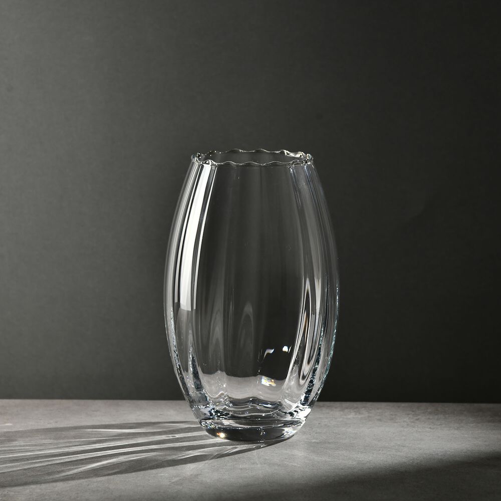 KROSNO GLASSWazon szklany Krosno Home, 23,5 cm, ryflowany