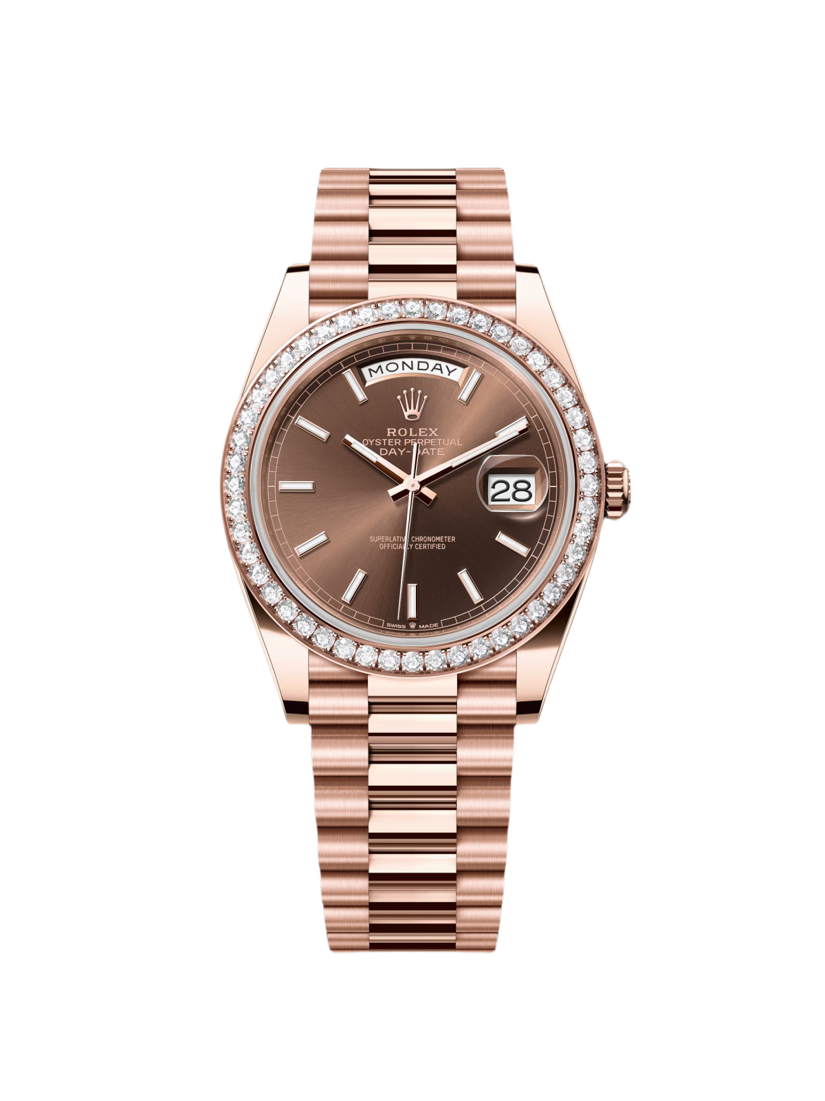 [2026 Mirror Grade]RLX   Day-Date 40mm Chocolate Dial and Diamond Bezel 228345rbr-0024