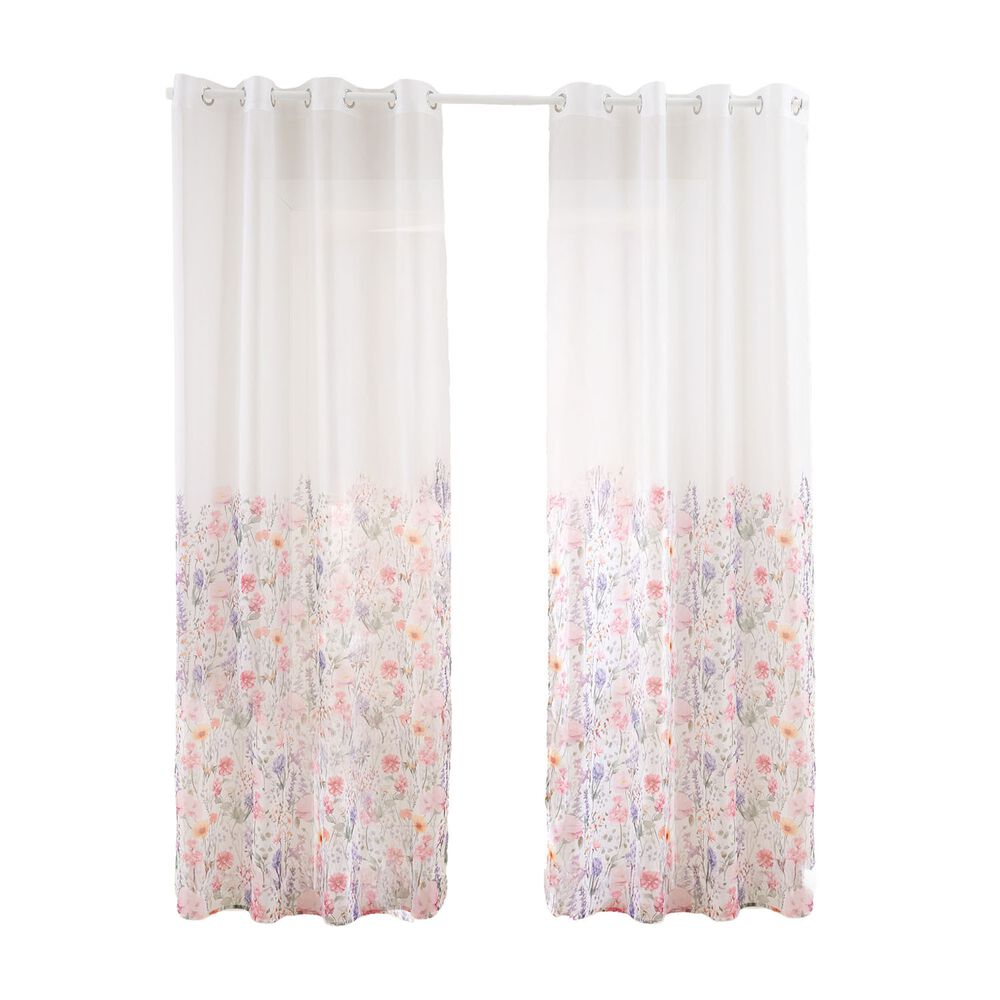 SMUKEE Firany na przelotkach 137 x 250 cm Smukee Home, 2 szt., z nadrukiem, kwiaty