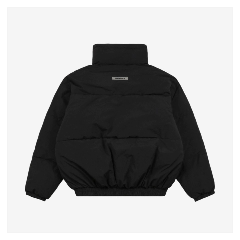 Essentials Double-Stitch Stand Collar Puffer Jacket Black