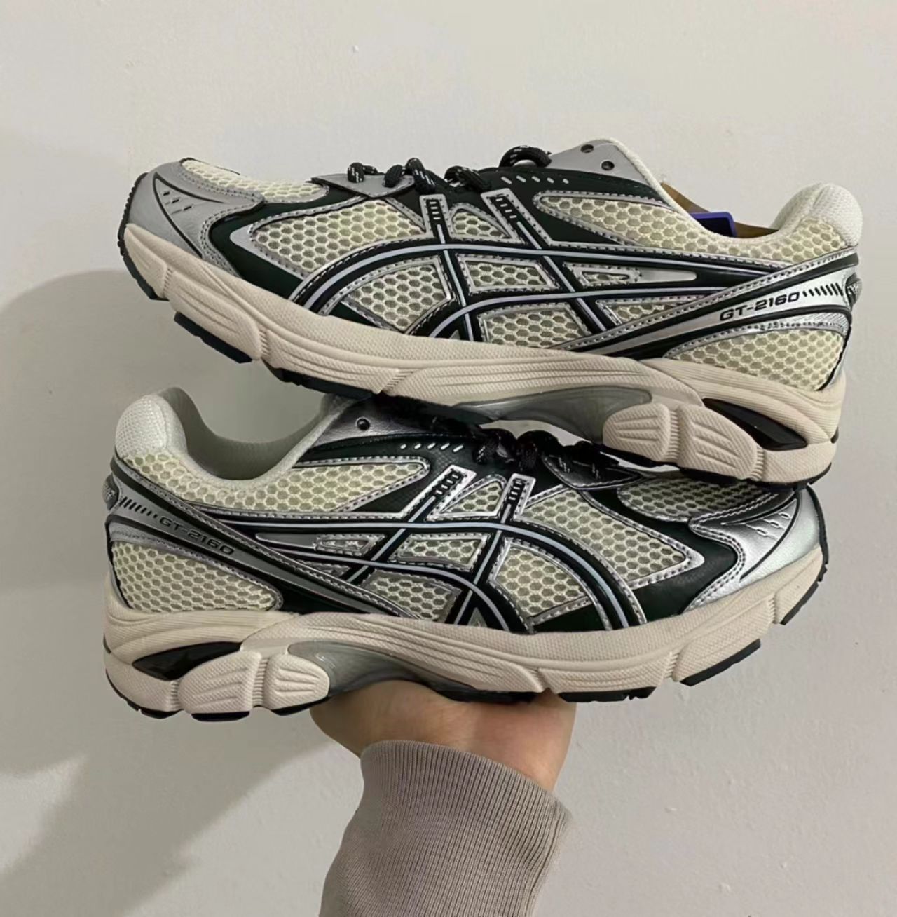 ASICS GT-2160 Cream Silver Dark Green