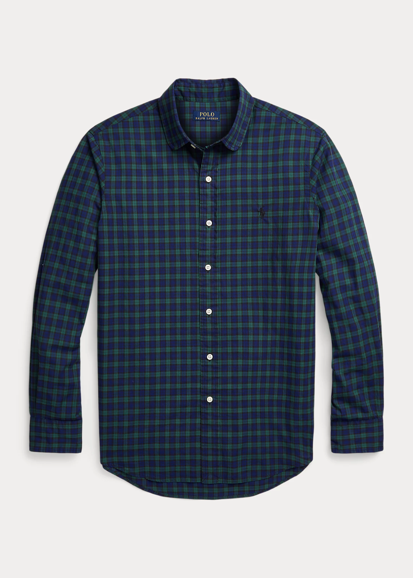 Classic Fit Plaid Washed Poplin Shirt