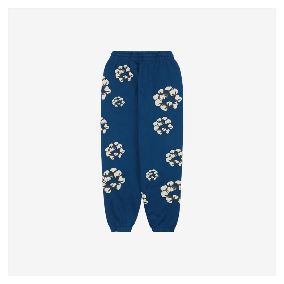 Denim Tears X CPFM Cotton Wreath Puff Print Sweatpants Dark Blue