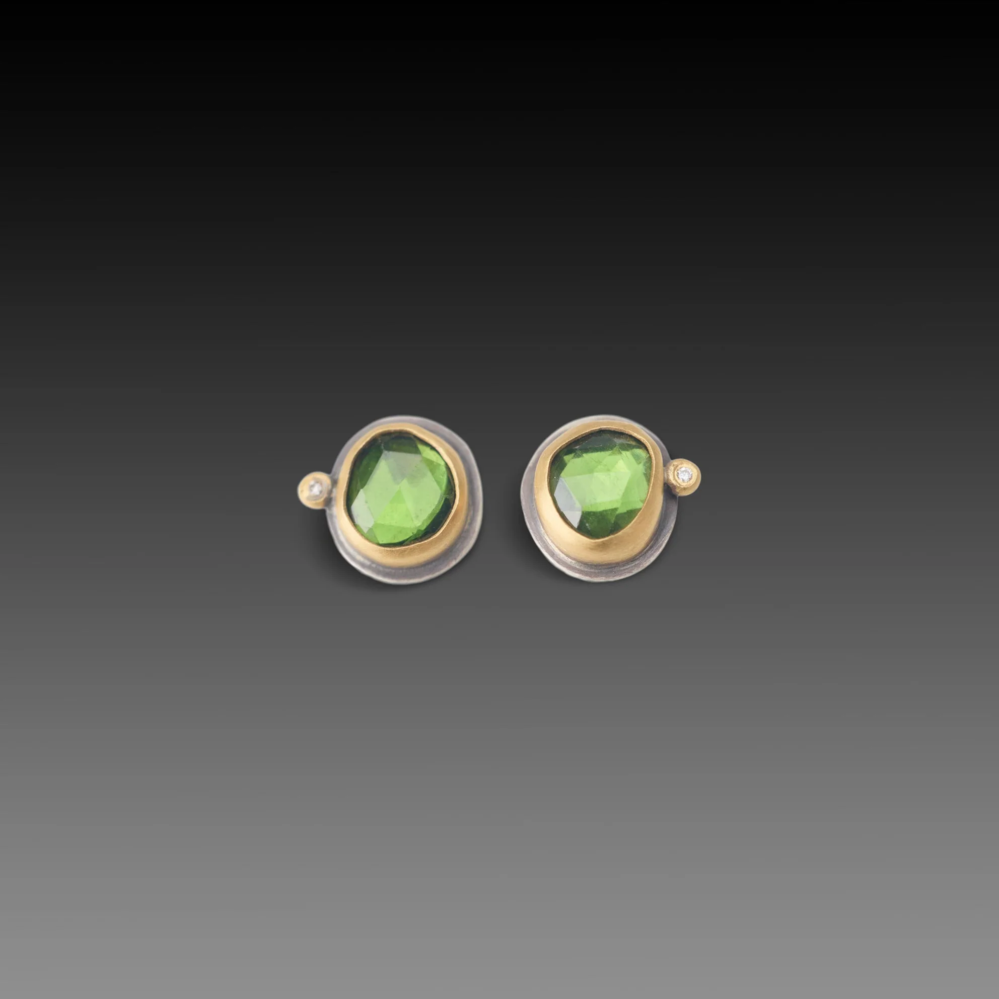 Tourmaline Stud Earrings with Diamond Dot