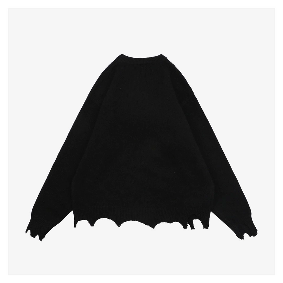 Saint Michael X KLF Intarsia Logo Distressed Wool Sweater