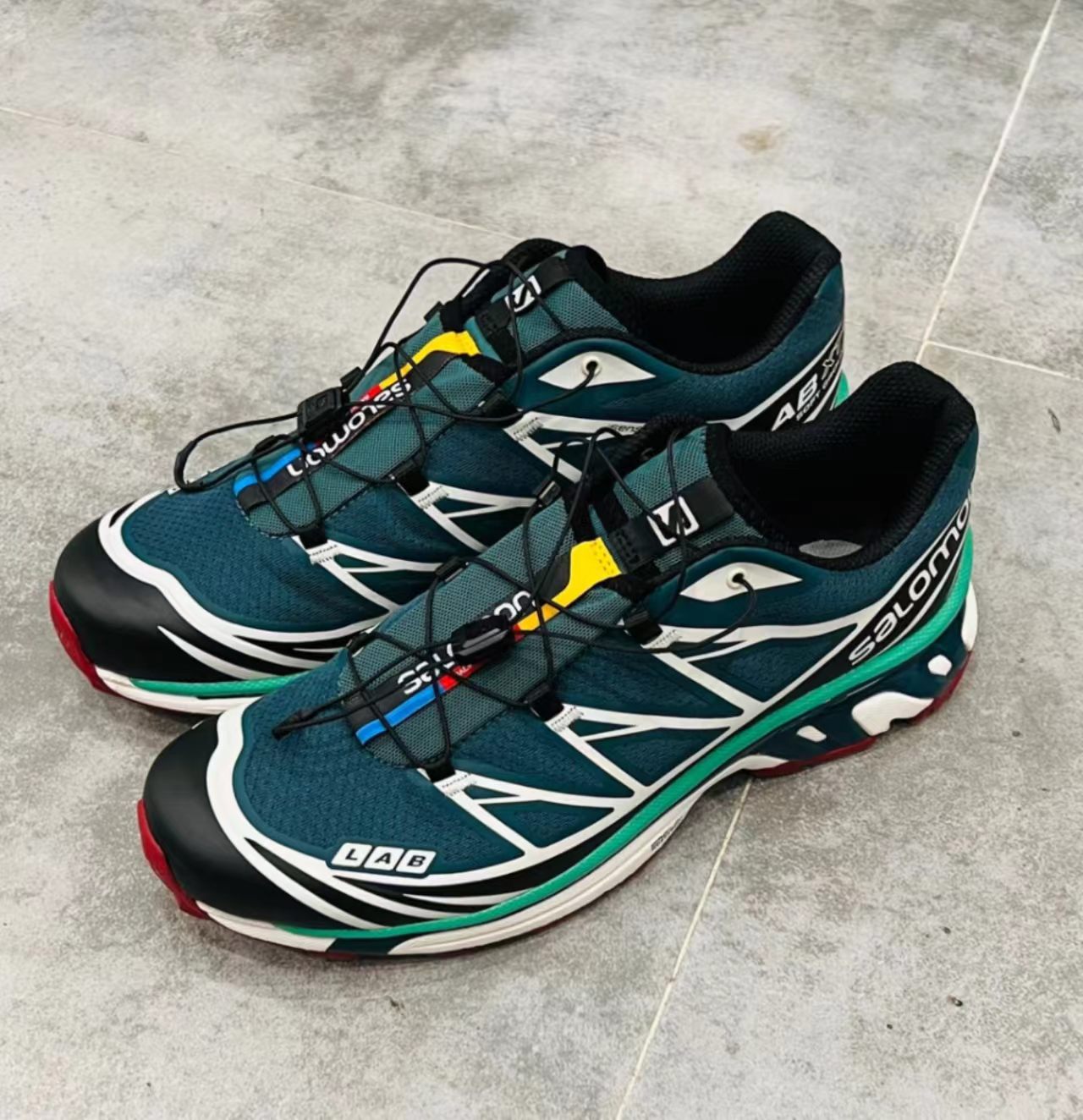 Salomon XT-6 Dark Green White Red Hiking Shoes