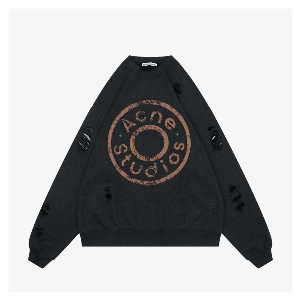 Acne Studios Distressed Circle Logo Crewneck Sweatshirt (Pink/Black)
