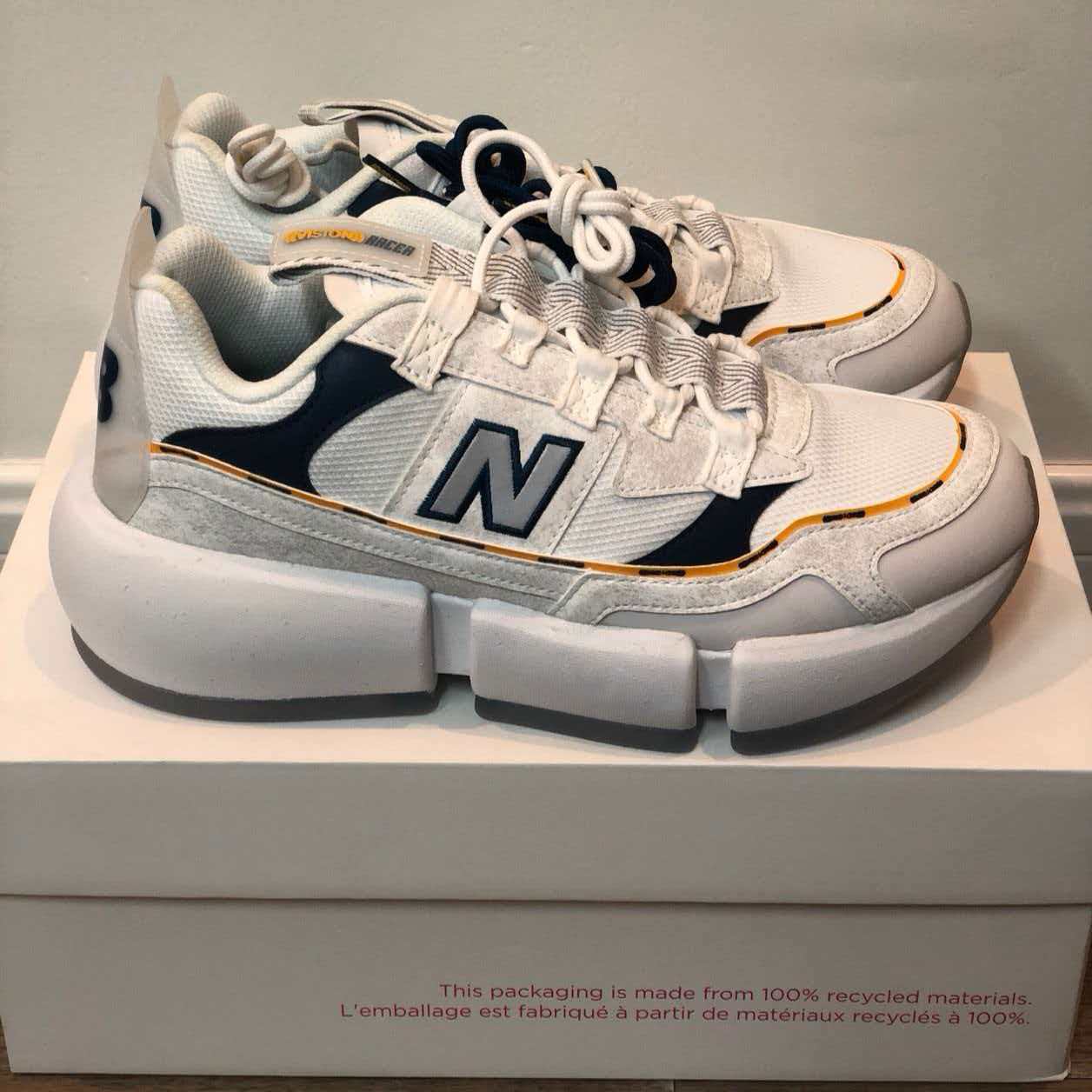 Jaden Smith × New Balance Vision Racer (White/Navy/Yellow)